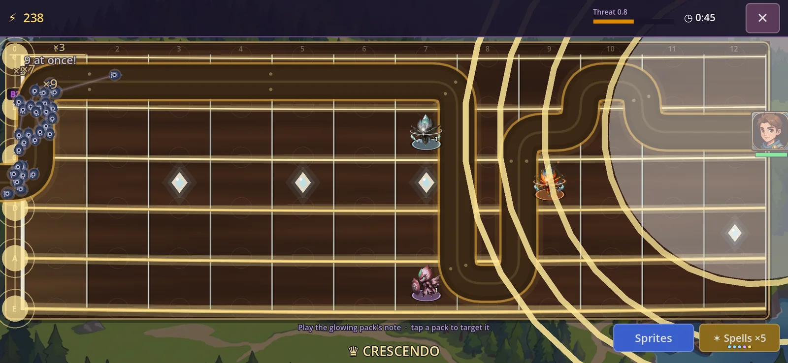 A golden wave of sound clears the board